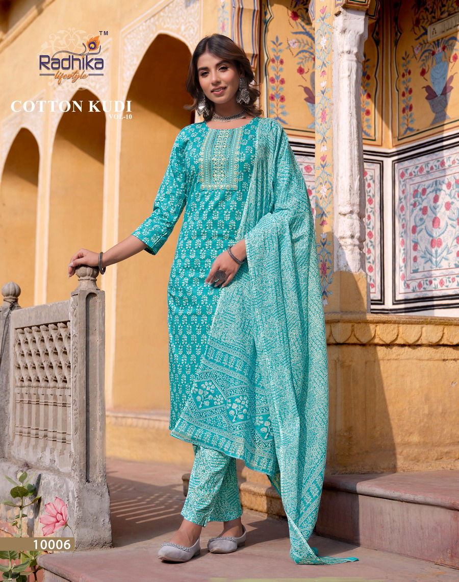 Cotton Kudi Vol 10 By Radhika Cotton Kurti With Bottom Dupatta Wholesale Shop In Surat
